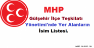 MHP Gülşehir İlçe Teşkilatı Yönetimi'nde Yer Alanların İsim Listesi.